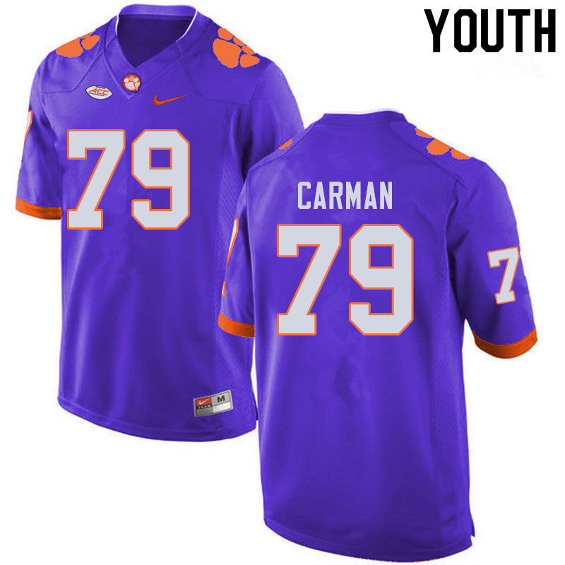 Youth #79 Jackson Carman Clemson Tigers College Football Jerseys Sale-Purple - Click Image to Close